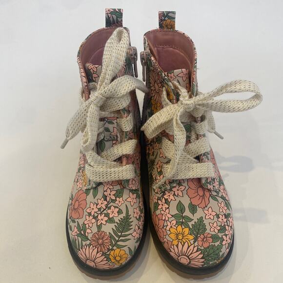 Cat & Jack Other - Cat & Jack Giovanna Floral Lace Up & Zipper Ankle Booties NWOT Sz 10 Girls